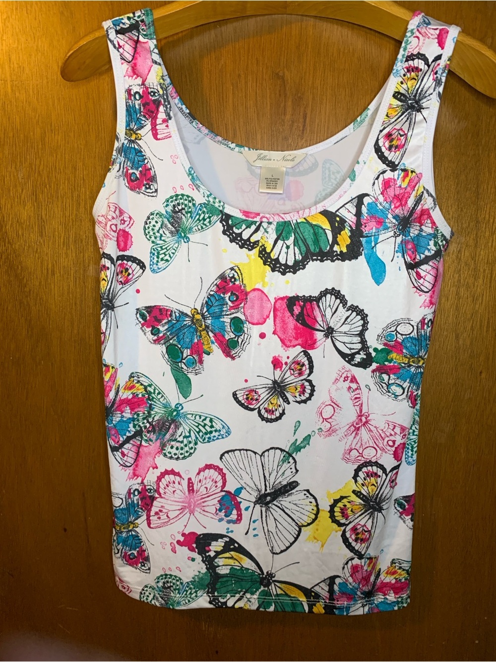 Jillian Nicole Scoop Neck Tank Top - Multicolor Butterfly Print